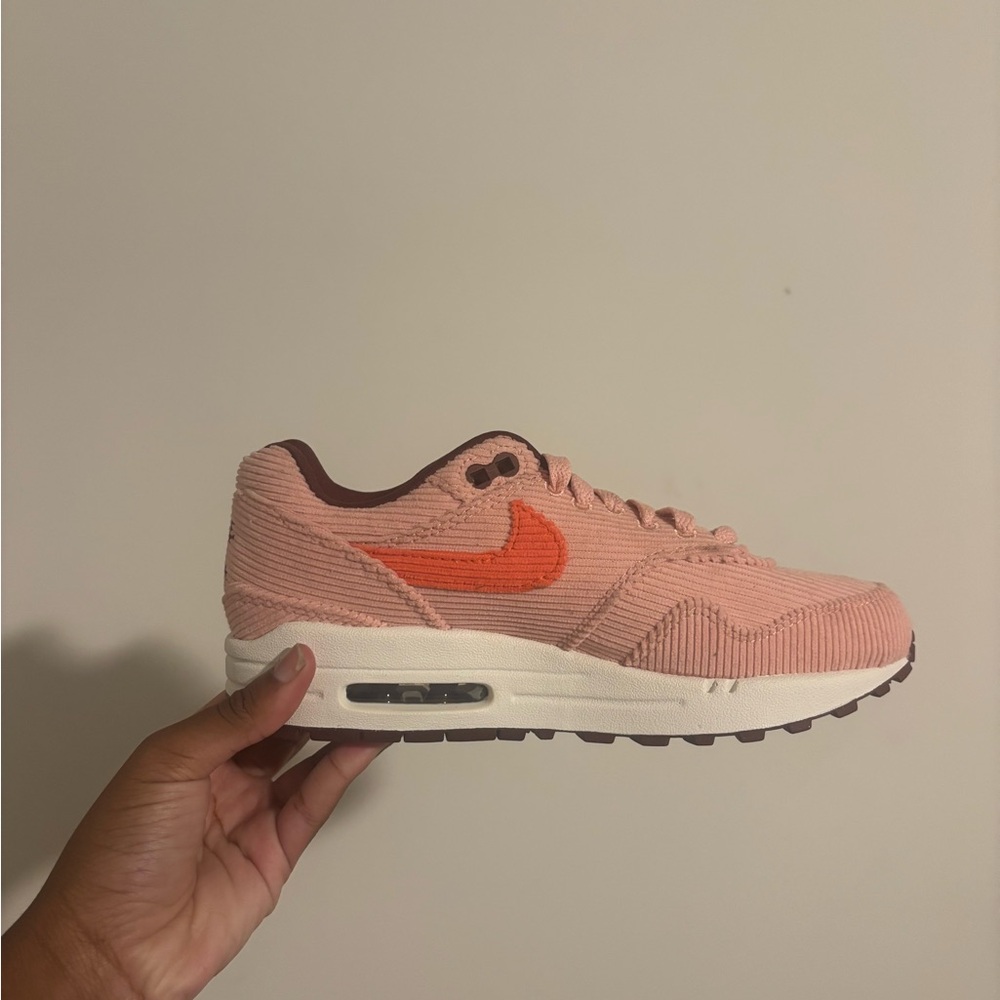 Pink and Orange Corduroy Nike Air Max 1